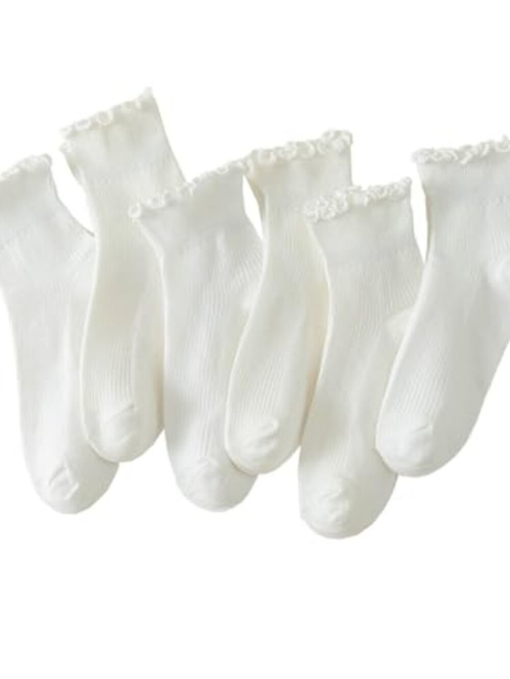 Hstyle 6 Pairs of Ruffle Socks Women, Cute Ruffle Ankle Socks